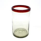  / Ruby Red Rim 14 oz Drinking Glasses (set of 6)